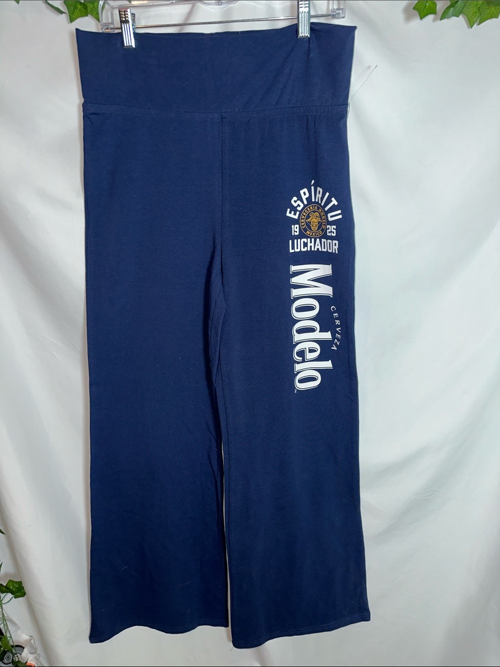 ModelCo Navy Wide-Leg Pants with White Logo